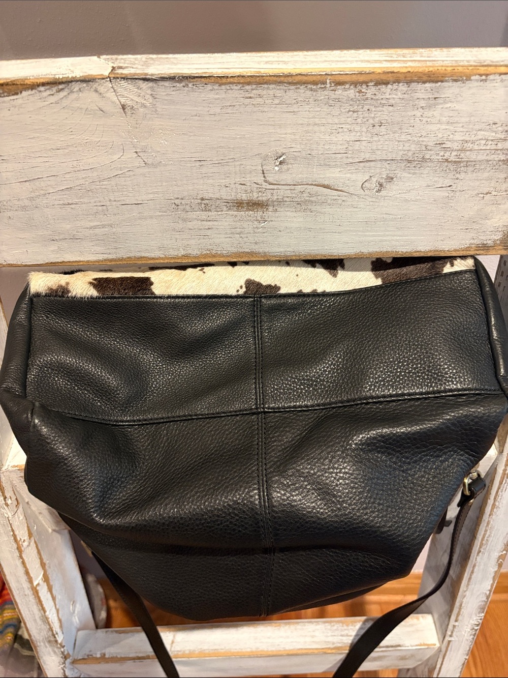 HOBO Black and White Cowhide Satchel - Picture 5 of 9
